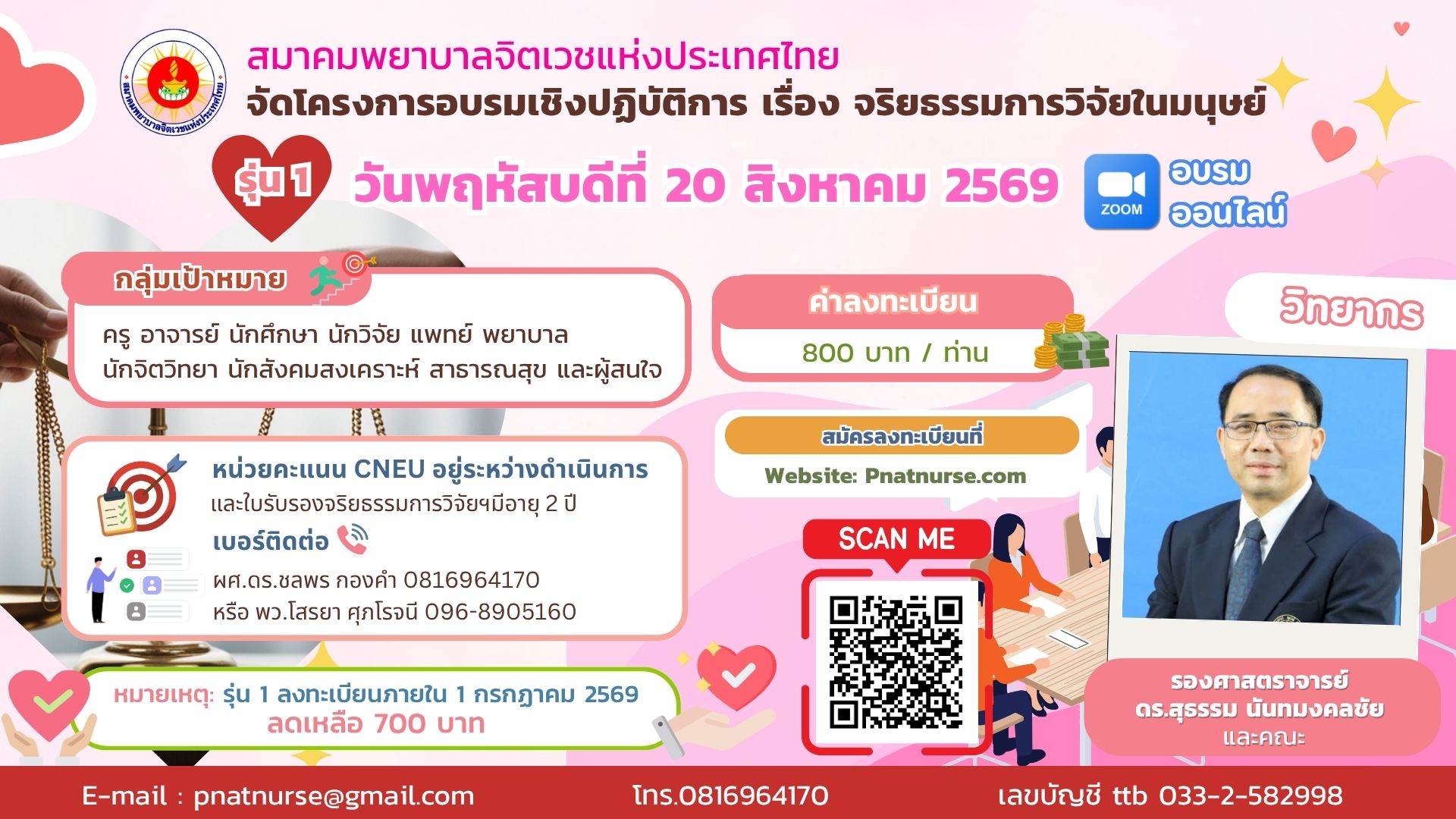 โครงการอบรมเชิงปฏิบัติการ เรื่อง จริยธรรมการวิจัยในมนุษย์ (รุ่น 1)
